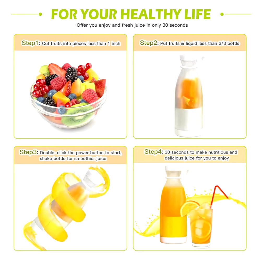 Portable Blender | Smoothies in 30 Seconds, USB Rechargeable, 420ML Travel Bottle