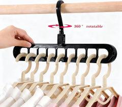 Sturdy Space Saver Hangers with 360° Rotatable Hook - Multi-Purpose Closet Organizers for Small Spaces | College Dorm & Apartment Essentials (2, Black)