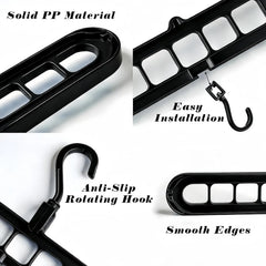 Sturdy Space Saver Hangers with 360° Rotatable Hook - Multi-Purpose Closet Organizers for Small Spaces | College Dorm & Apartment Essentials (2, Black)