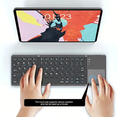 Foldable Bluetooth Keyboard with Touchpad Mini Wireless Keyboard Rechargable for IOS Android Windows Tablet Notebook