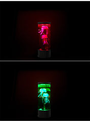 Ocean Night Light with Floating Jellyfish - Aquarium Mood Lamp for Bedroom, Calming Desktop Decor Gift Home Decoration