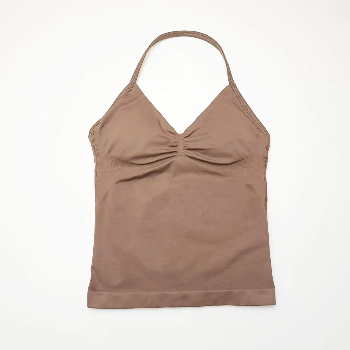 Gym Longline Strappy Top Women Seamless Yoga Tank with Removable Pads V Neck Workout Clothes Sports Running Fitness Vest