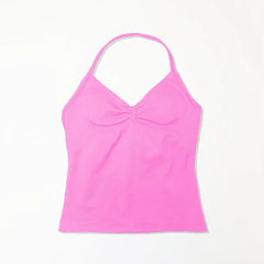Gym Longline Strappy Top Women Seamless Yoga Tank with Removable Pads V Neck Workout Clothes Sports Running Fitness Vest