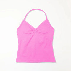 Gym Longline Strappy Top Women Seamless Yoga Tank with Removable Pads V Neck Workout Clothes Sports Running Fitness Vest