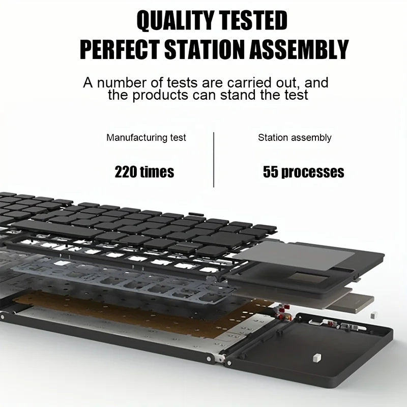 Foldable Bluetooth Keyboard with Touchpad Mini Wireless Keyboard Rechargable for IOS Android Windows Tablet Notebook