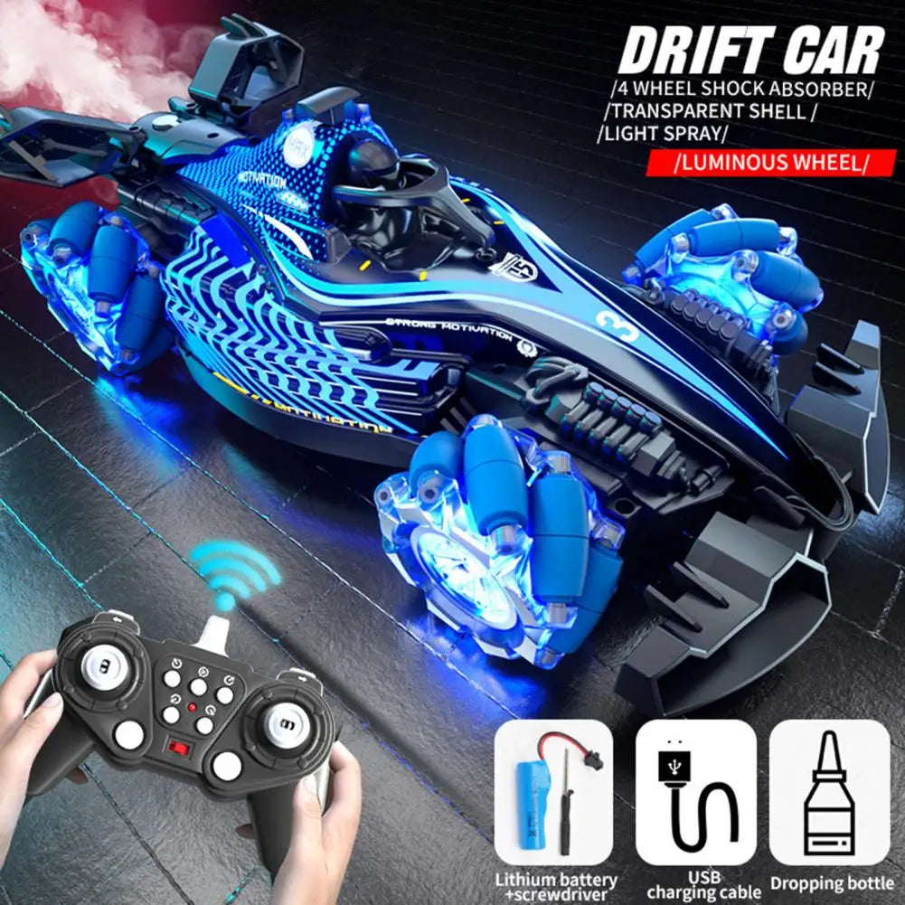 2.4Ghz Remote Control Drift Car with Spray Music Light High Speed Four-Wheels Drive Electric Racing Car RC Stunt Vehicle