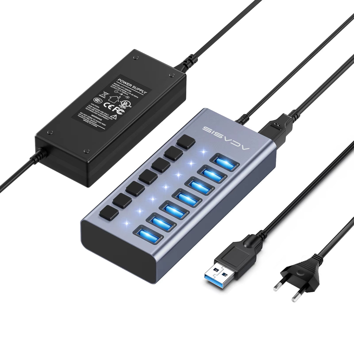 USB 3.1 Hub | 16/10/7 Ports, 10Gbps Data Transfer, Individual Switches, Powered