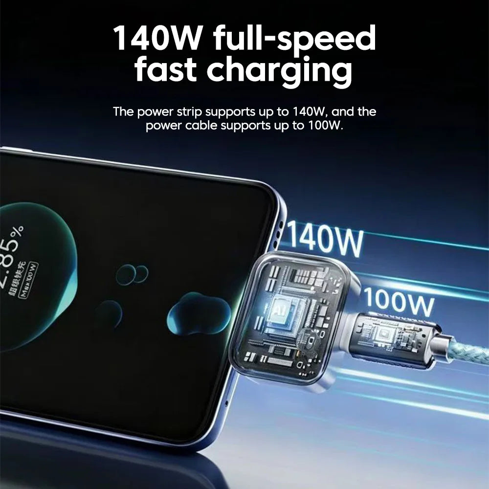 140W Smart Full Charge Separator Type-C Charging Adapter Overcharge Protection Auto Power-Off for Type-C Devices