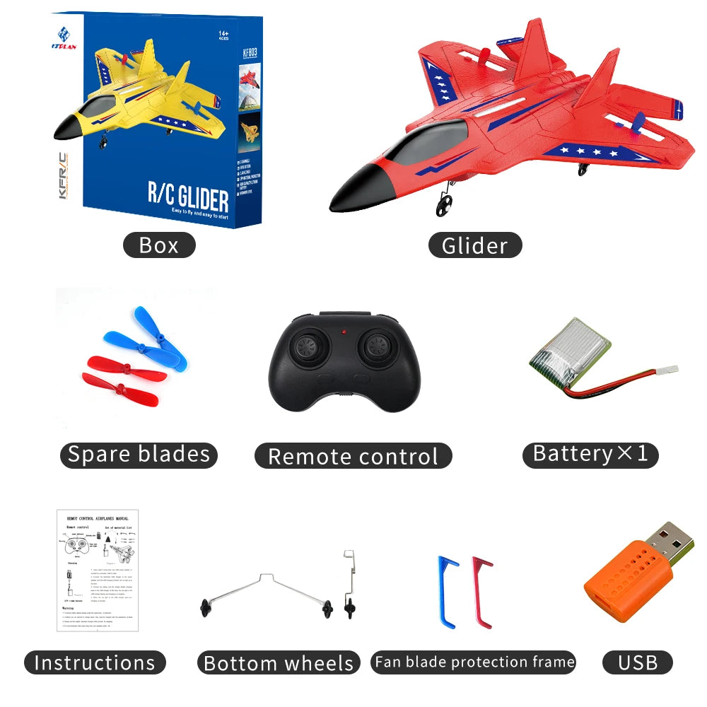 KF803 RC Plane 2.4G with LED Lights RC Flying Model Glider Remote Control Vertical Plane EPP Foam Toy Airplane Gifts for Holiday