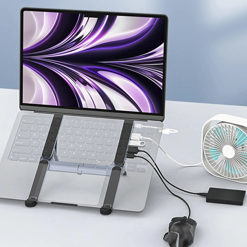 Laptop Stand Docking Station Ventilated Cooling Multiple Ports USB Tablet Support Portable Laptop Holder for Home Office Playing