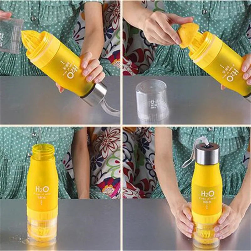 650Ml Sport Bottle H20 Plastic Fruit Infusion Bottle Infuser Drink Outdoor Sports Juice Lemon Portable Bike Travel Water Bottle