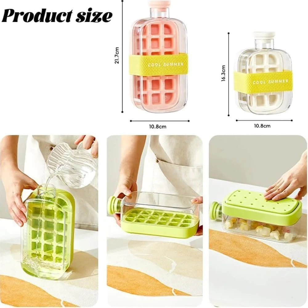 2-in-1 Ice Cube Maker Bottle | Push-Type Release, Built-In Straw, 500ML/800ML