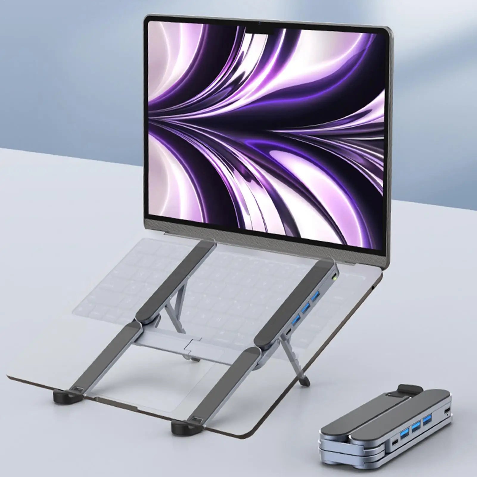 Laptop Stand Docking Station Ventilated Cooling Multiple Ports USB Tablet Support Portable Laptop Holder for Home Office Playing