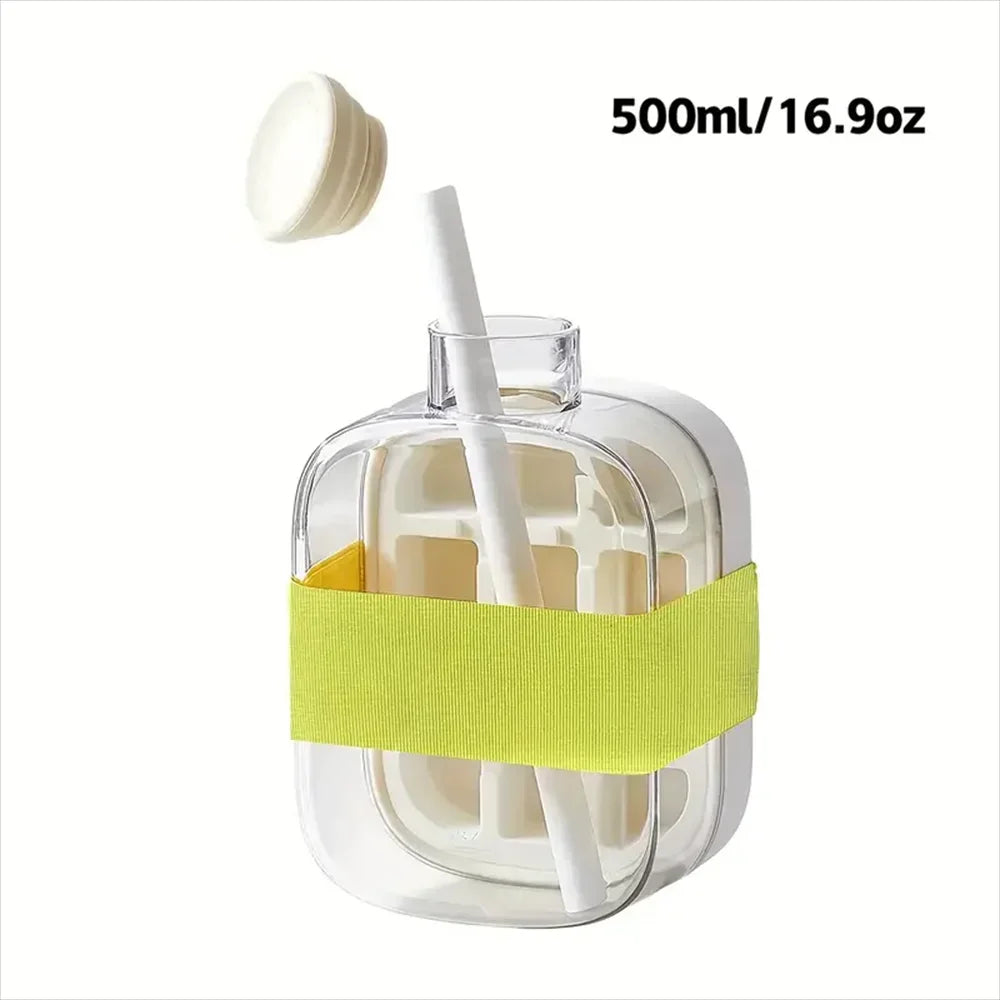 2-in-1 Ice Cube Maker Bottle | Push-Type Release, Built-In Straw, 500ML/800ML