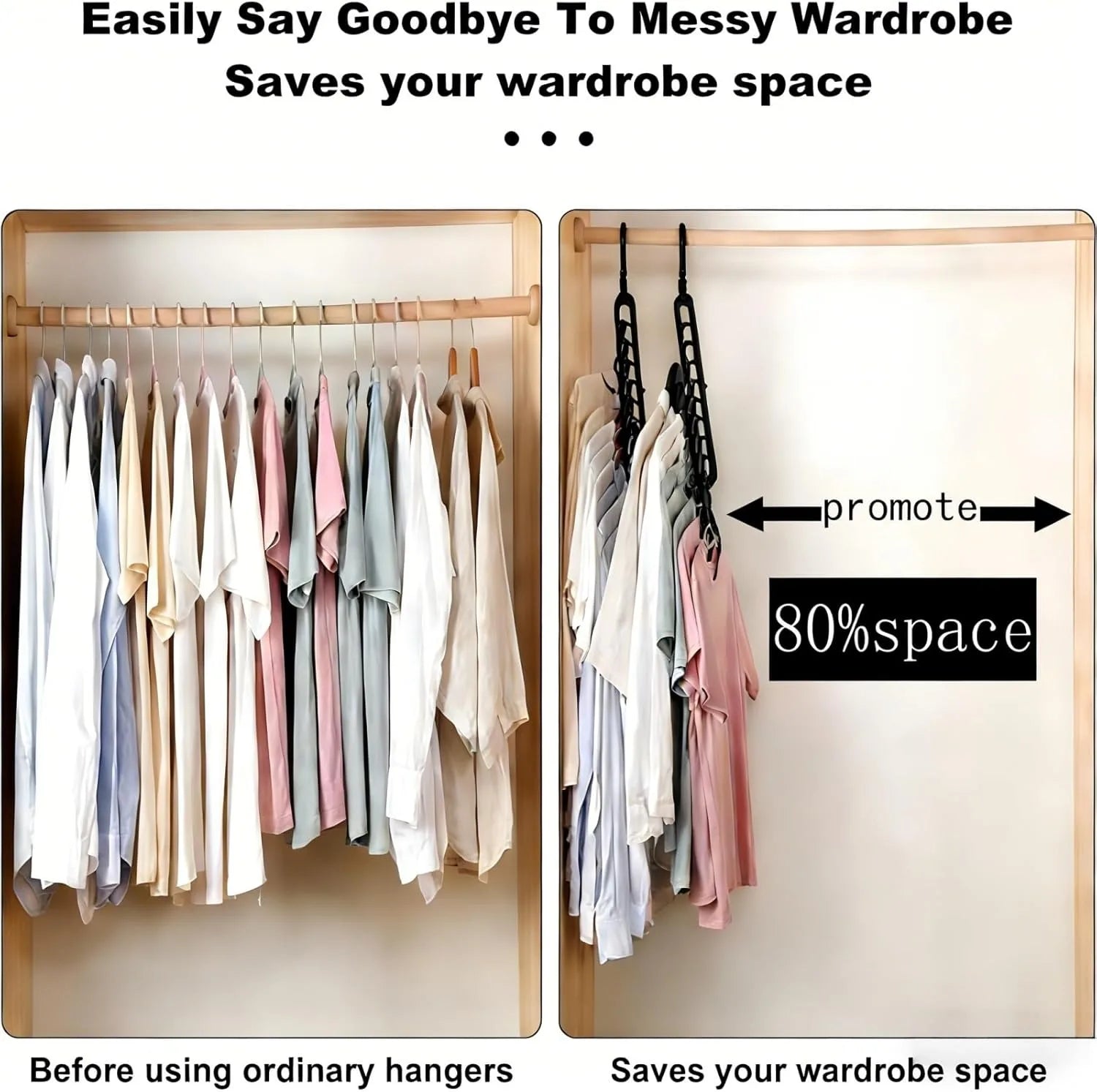 Sturdy Space Saver Hangers with 360° Rotatable Hook - Multi-Purpose Closet Organizers for Small Spaces | College Dorm & Apartment Essentials (2, Black)