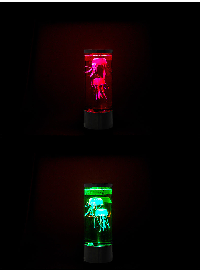 Ocean Night Light with Floating Jellyfish - Aquarium Mood Lamp for Bedroom, Calming Desktop Decor Gift Home Decoration