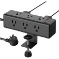 Desk Clamp Power Strip with 9 Outlets, Desktop Edge Mount Surge Protector with USB-C and USB-A, Widely Spaced Fast Charging