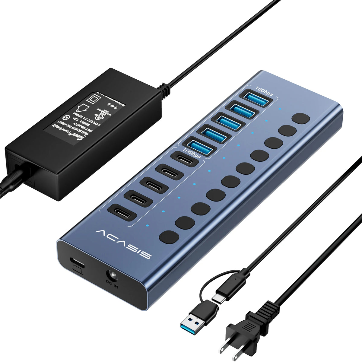 USB 3.1 Hub | 16/10/7 Ports, 10Gbps Data Transfer, Individual Switches, Powered