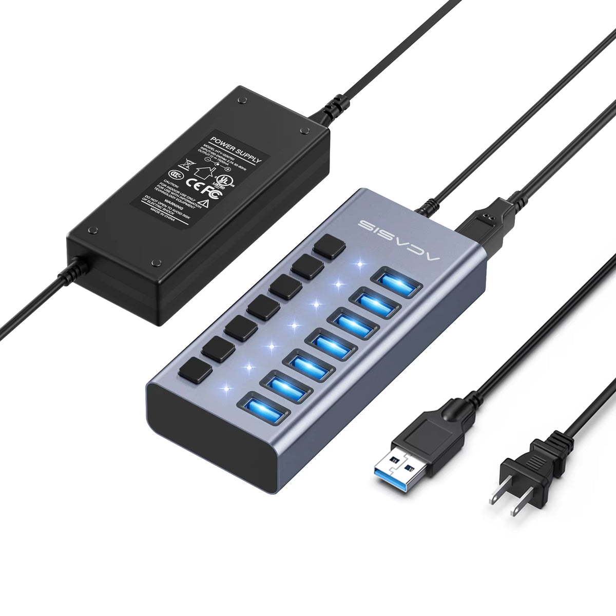 USB 3.1 Hub | 16/10/7 Ports, 10Gbps Data Transfer, Individual Switches, Powered