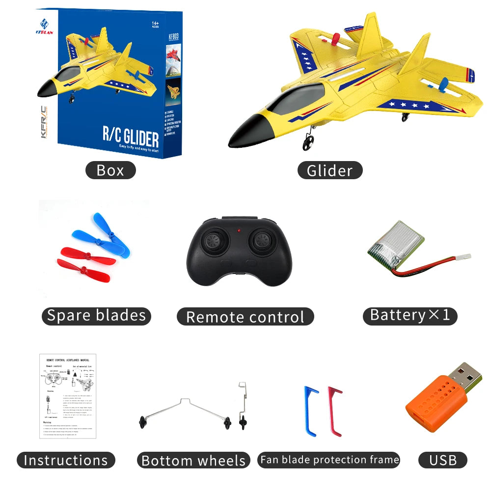 KF803 RC Plane 2.4G with LED Lights RC Flying Model Glider Remote Control Vertical Plane EPP Foam Toy Airplane Gifts for Holiday