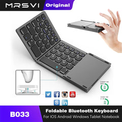 Foldable Bluetooth Keyboard with Touchpad Mini Wireless Keyboard Rechargable for IOS Android Windows Tablet Notebook