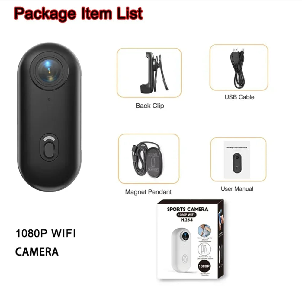 4K Wifi 1080P POV Magnetic Mini Action Camera Pocket Video Vlog Cam Helmet Motorcycle Bicycle Sports Holder Mount Recorder