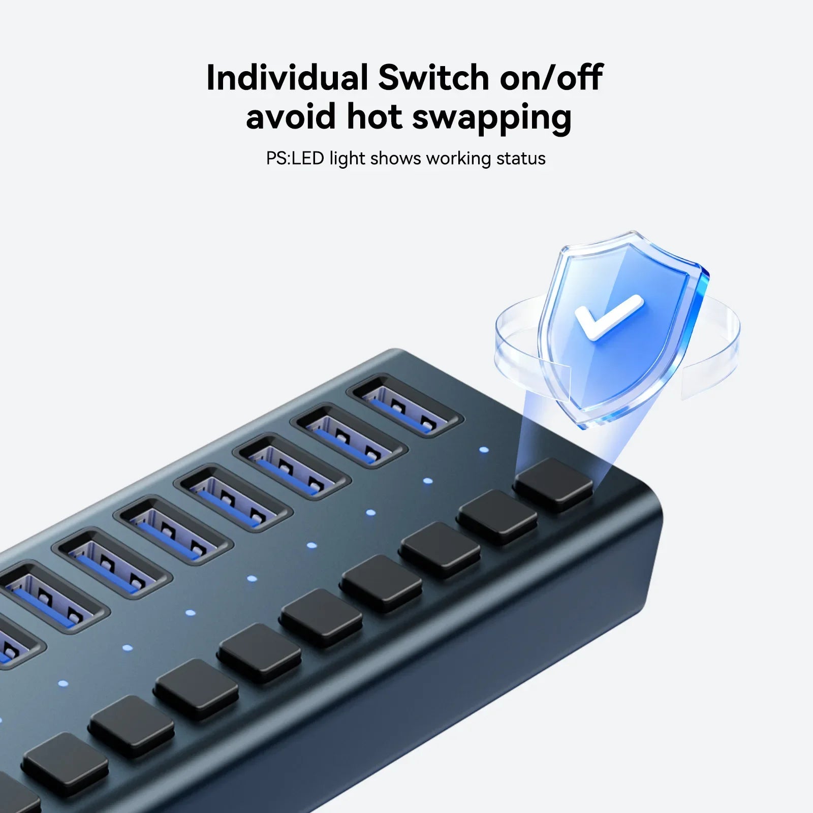 16/10/7 Port USB Hub 10Gbps Individual Switch Charging Data Transfer for PC Laptop Workstation Multi Device Expansion