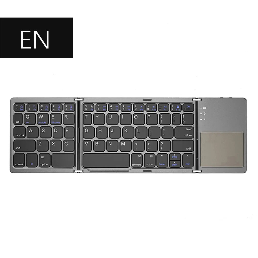 Foldable Bluetooth Keyboard with Touchpad Mini Wireless Keyboard Rechargable for IOS Android Windows Tablet Notebook