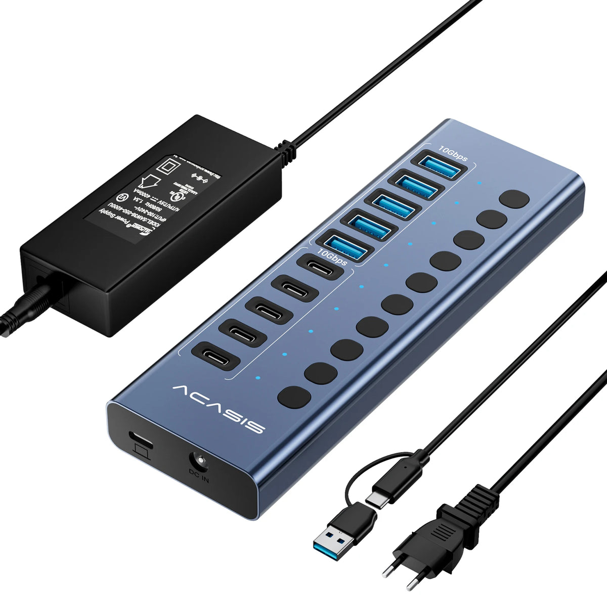 USB 3.1 Hub | 16/10/7 Ports, 10Gbps Data Transfer, Individual Switches, Powered