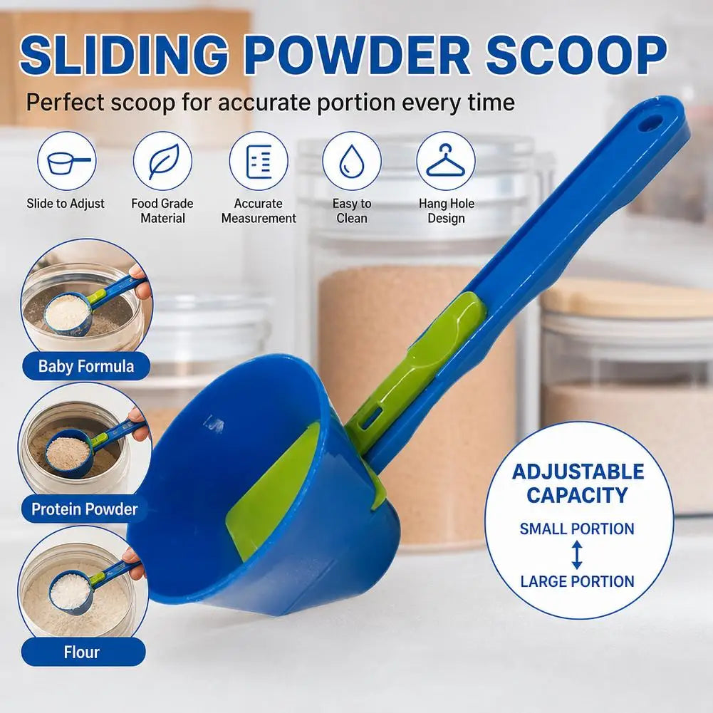 Mess-Free Protein Powder Scoop | Sliding Funnel Scoop, Leak-Proof Dispenser