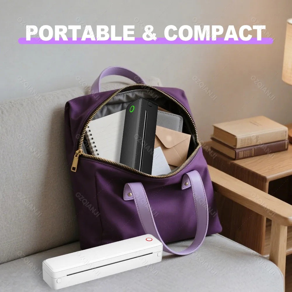 Portable A4 Thermal Printer | No Ink, Bluetooth, Prints PDF/Word/Excel Anywhere