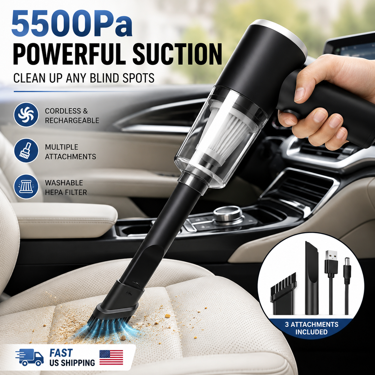 JET X Turbo Vacuum - Portable Wireless Car Vacuum for Car & Desk