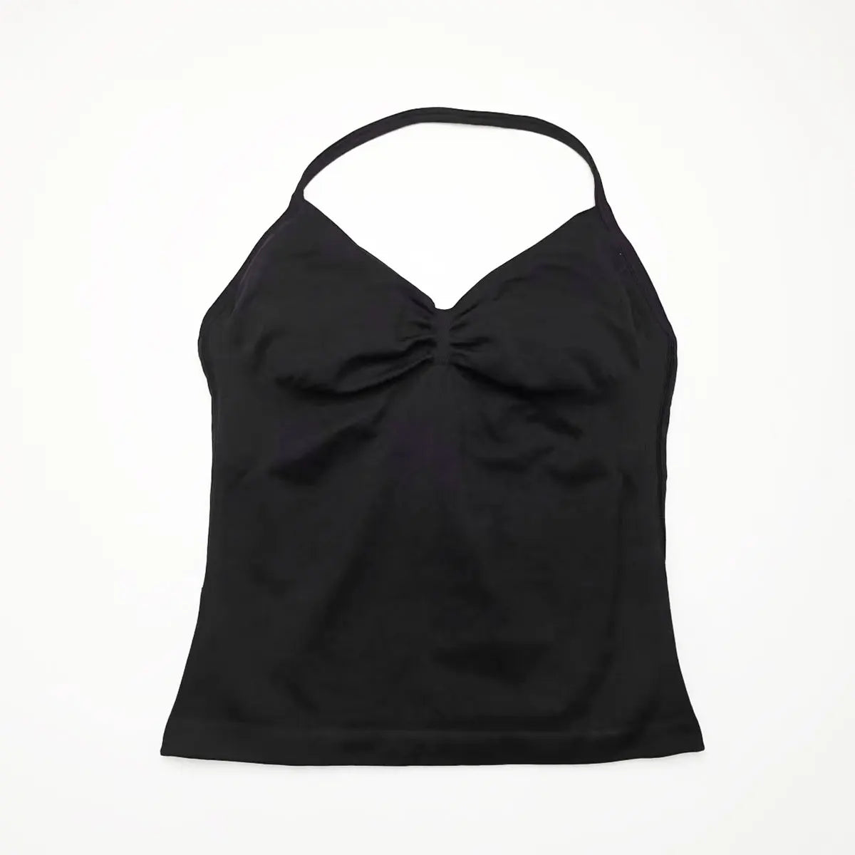 Gym Longline Strappy Top Women Seamless Yoga Tank with Removable Pads V Neck Workout Clothes Sports Running Fitness Vest