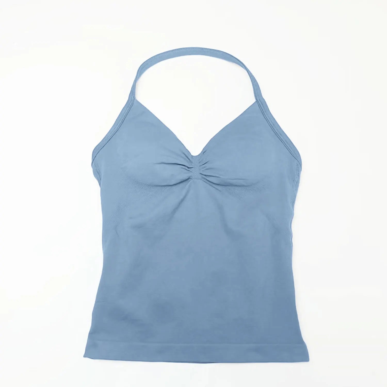 Gym Longline Strappy Top Women Seamless Yoga Tank with Removable Pads V Neck Workout Clothes Sports Running Fitness Vest