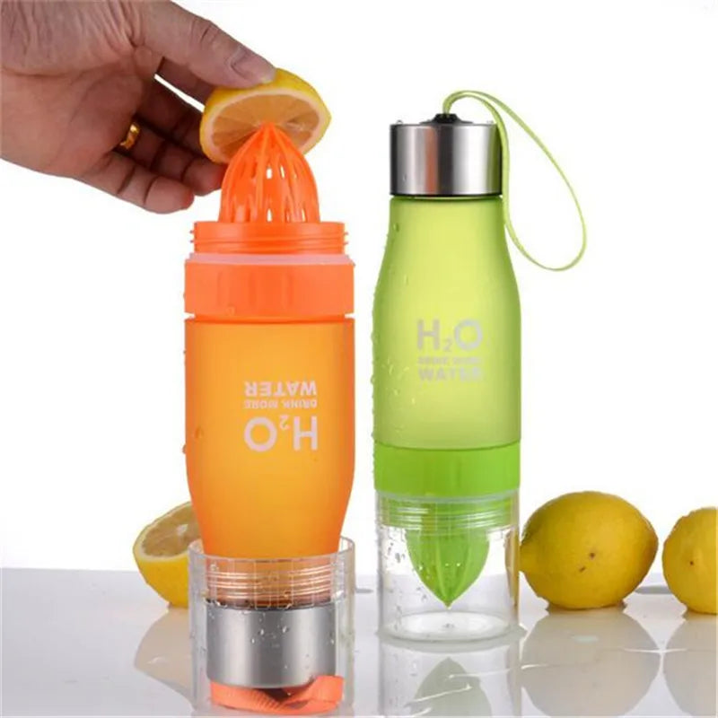 650Ml Sport Bottle H20 Plastic Fruit Infusion Bottle Infuser Drink Outdoor Sports Juice Lemon Portable Bike Travel Water Bottle