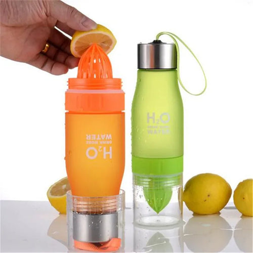 650Ml Sport Bottle H20 Plastic Fruit Infusion Bottle Infuser Drink Outdoor Sports Juice Lemon Portable Bike Travel Water Bottle