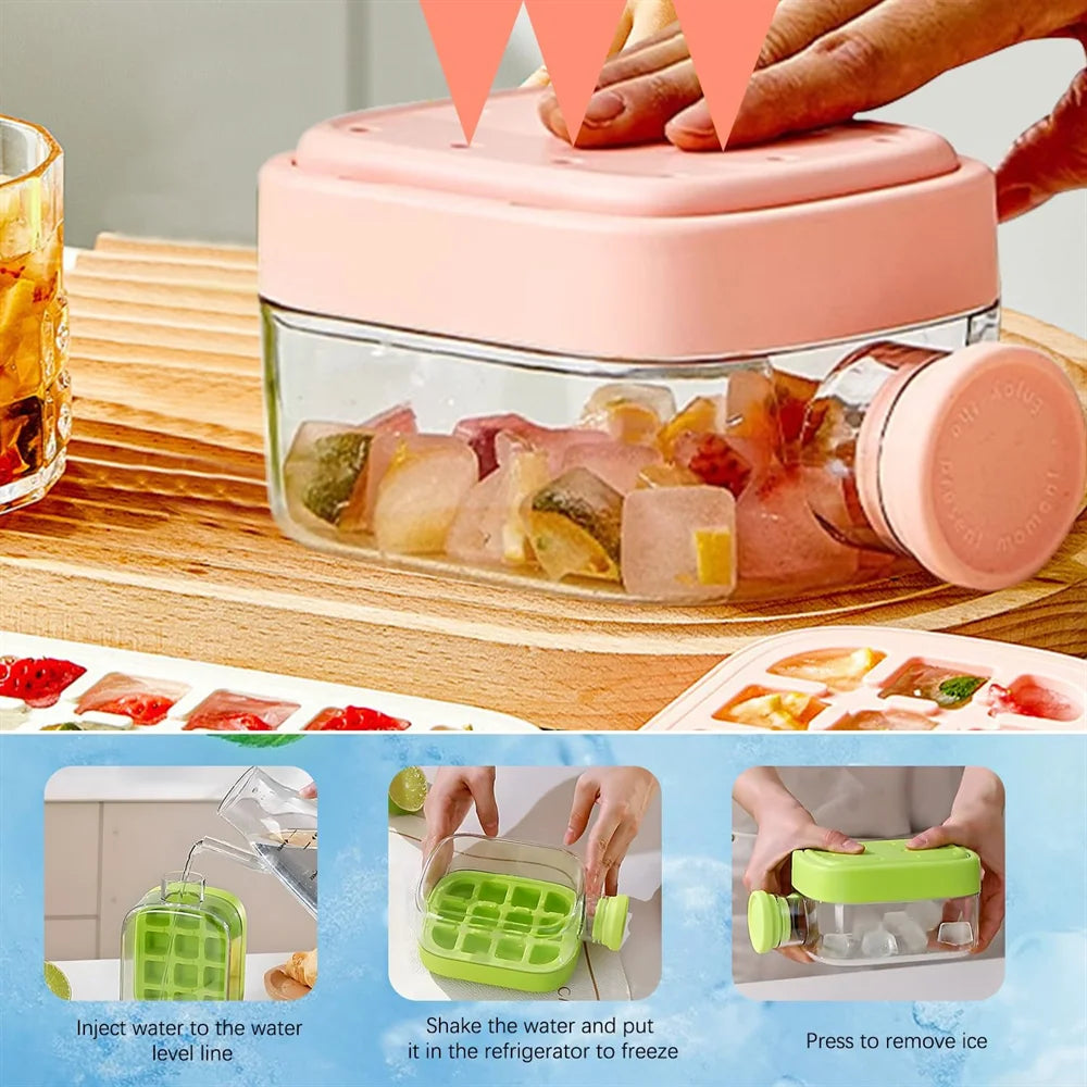 2-in-1 Ice Cube Maker Bottle | Push-Type Release, Built-In Straw, 500ML/800ML