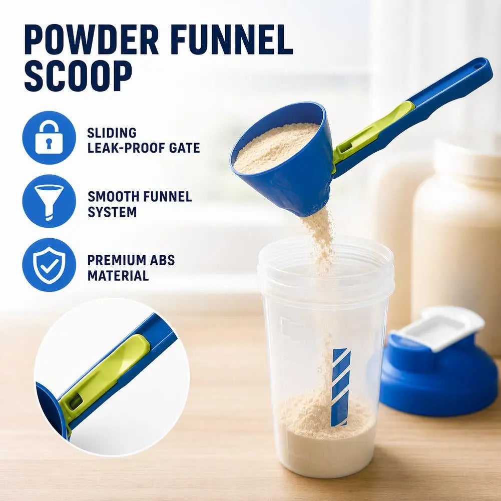 Mess-Free Protein Powder Scoop | Sliding Funnel Scoop, Leak-Proof Dispenser