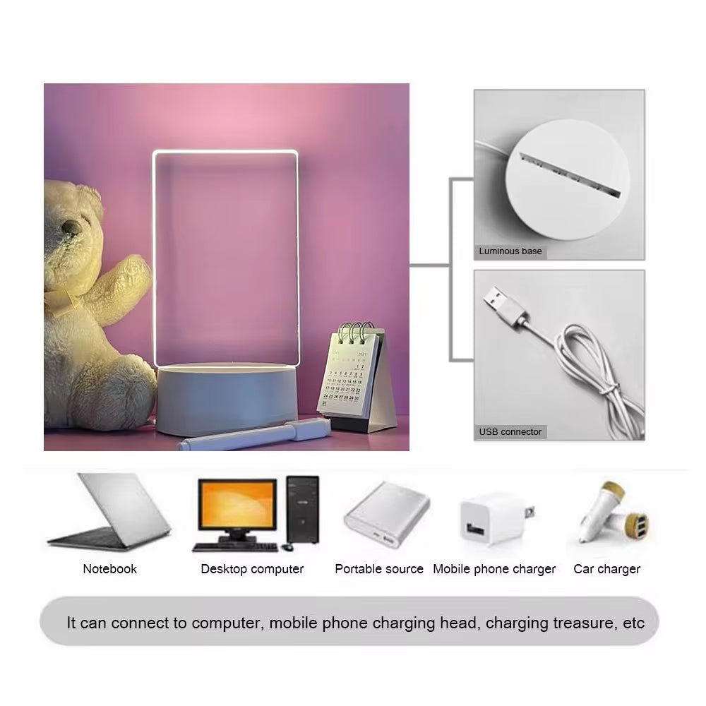 GlowNote™ LED Acrylic Message Board Night Light