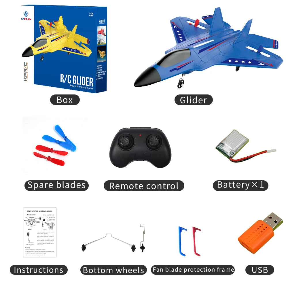 KF803 RC Plane 2.4G with LED Lights RC Flying Model Glider Remote Control Vertical Plane EPP Foam Toy Airplane Gifts for Holiday