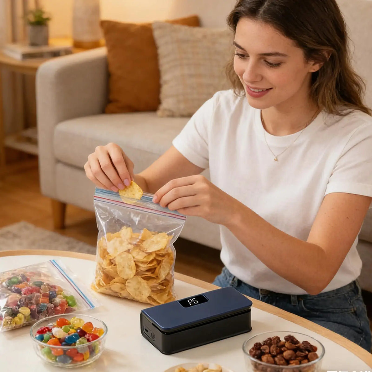 Magnetic Bag Sealer | Keep Snacks Fresh in Seconds, 6 Heat Levels + Built-In Cutter